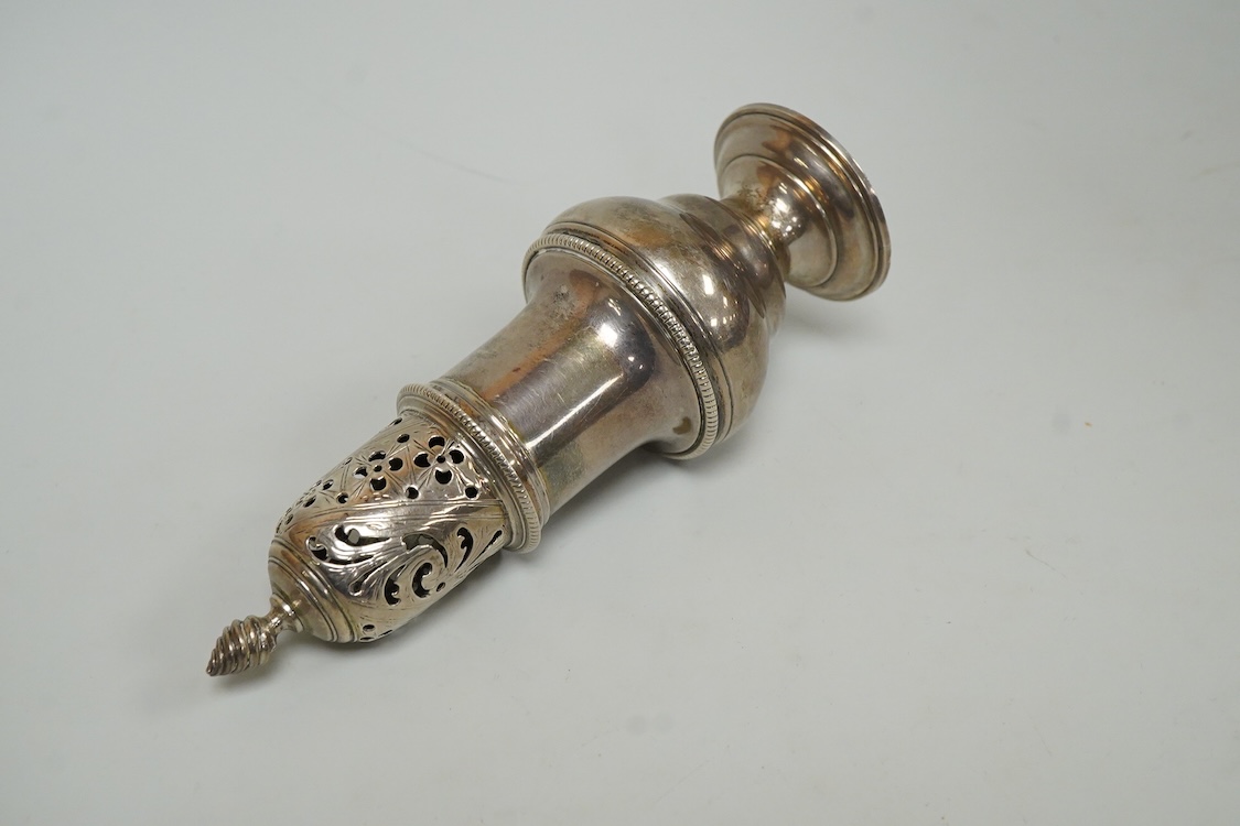 A George III silver baluster sugar caster, by Jabez Daniell & James Mince, London, 1770, 14.7cm, 4.5oz.